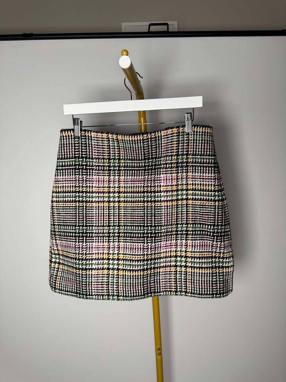 LOFT Plaid Tweed Mini Skirt Size 10 Multicolor Wool Blend Lined